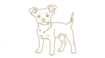 Cute Outline of a Playful Dog Standing in Minimalist Style
