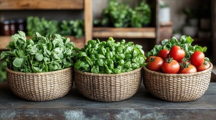 Fresh Market Scene with Vibrant Green Vegetables
