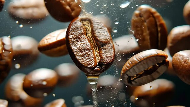 coffee beans floating in air