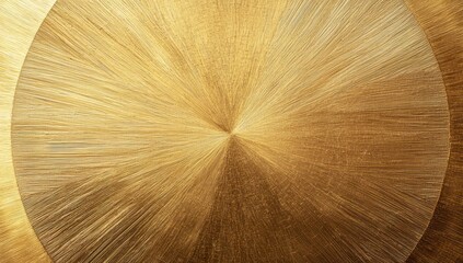Circular gold surface brushed with radial patterns and polished for a bright metallic look.