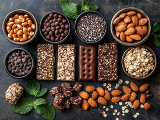 Assorted Plant-Based Superfood Snacks on Flat Lay