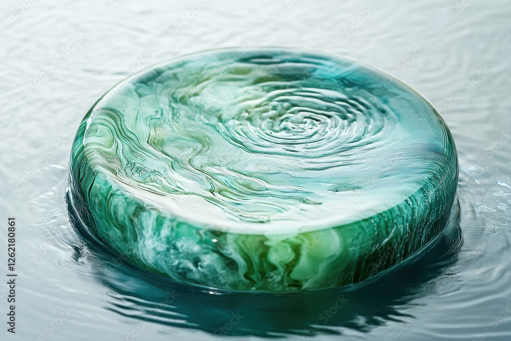 Poster Ripple water surface texture highlighted by reflections of light and color variations, ripple water surface texture highlight