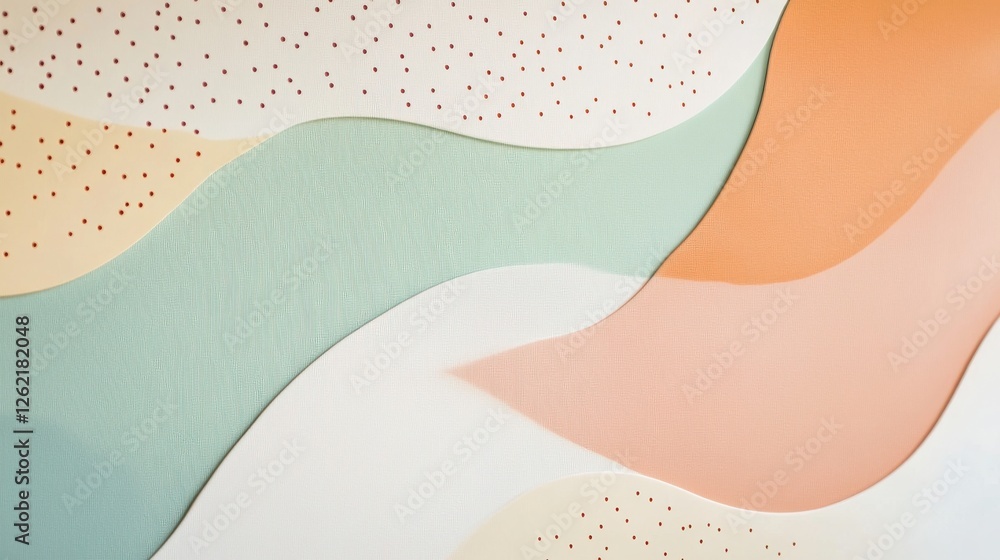 Poster abstract colorful waves with textured background in soft tones