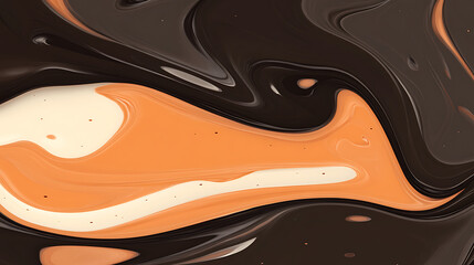 Obraz premium Swirling Fusion of Chocolate Caramel and Vanilla Abstract Blend of Rich Sweet Flavors Background