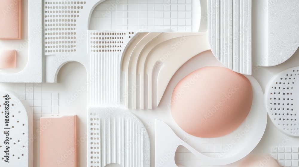 Aufkleber abstract geometric composition with soft shapes and textures