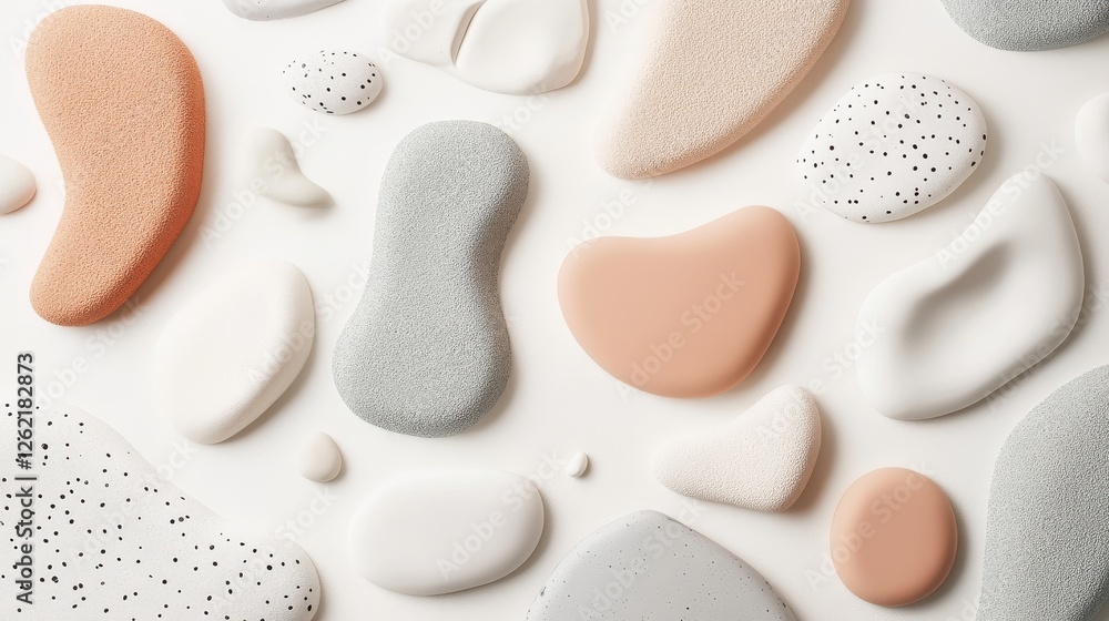 Aufkleber textured abstract shapes in soft colors on light background