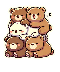Teddy bear with a dog and heart in a cute cartoon style