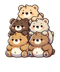 Teddy bear with a dog and heart in a cute cartoon style