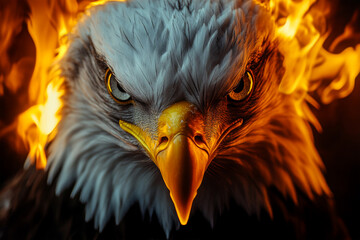 eagle fire on black background.