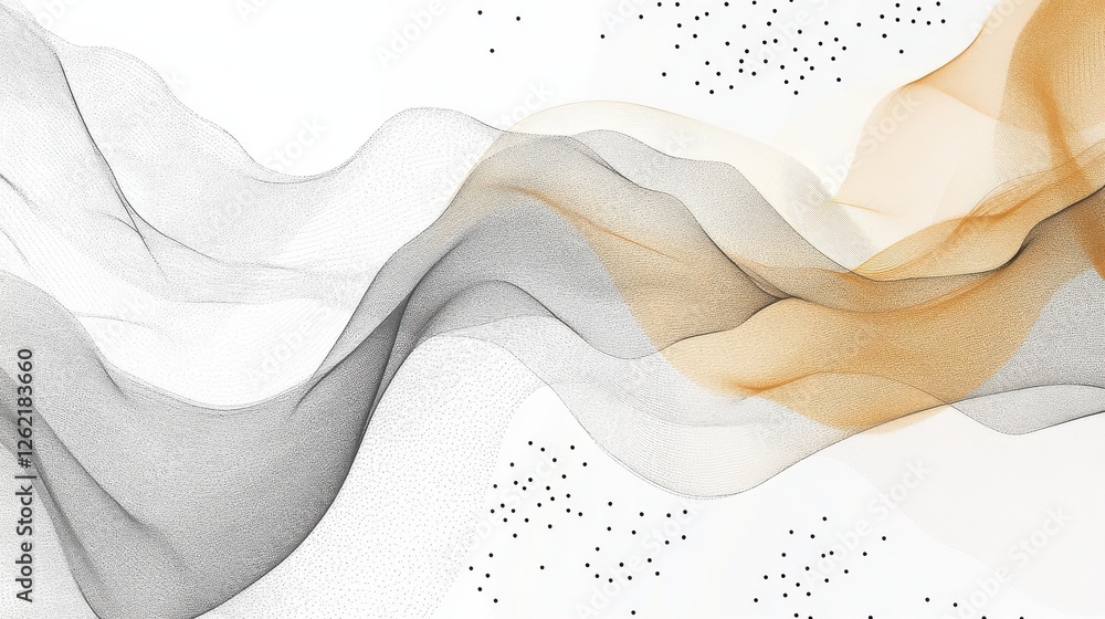 Poster fluid abstract composition with soft lines and textured overlay