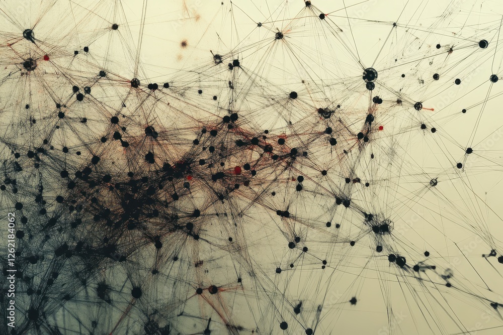 Leinwandbilder connections network demonstrating complex interference patterns in a digital space, network of conne
