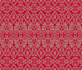 Damascus fabric pattern, full fabric pattern vertical damask model Valentine's Day style pink background illustration vector