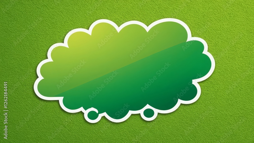 Poster green abstract cloud shape with a paper-cut effect on a textured background