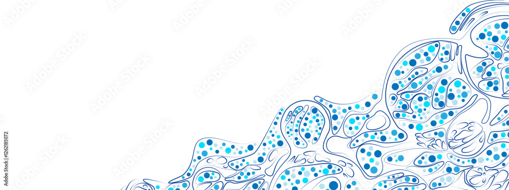Aufkleber blue vector background with an abstract chaotic texture. lines, particles, and circles create a cell