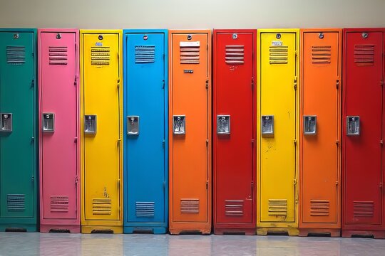 Colorful School Lockers in a Row