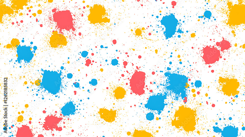 Poster vibrant color splashes on white backdrop artful texture playful aesthetic dynamic multicolor design