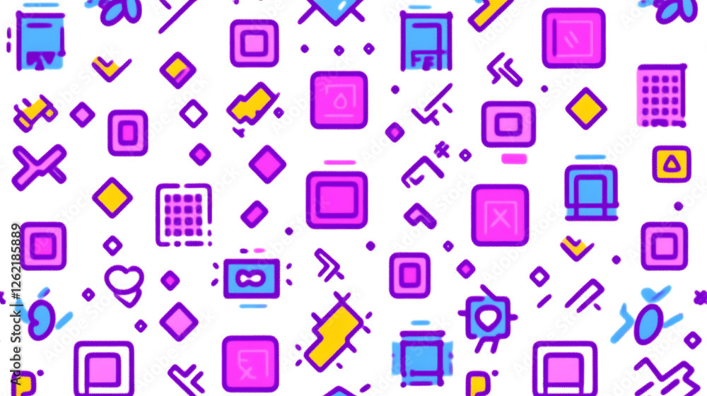 Poster vibrant decorative pattern with geometric shapes and bright colors backdrop style background design