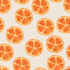 Kumquat watercolor illustration, seamless pattern on light background