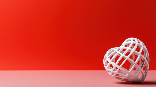 White Lattice Heart Against Red Background