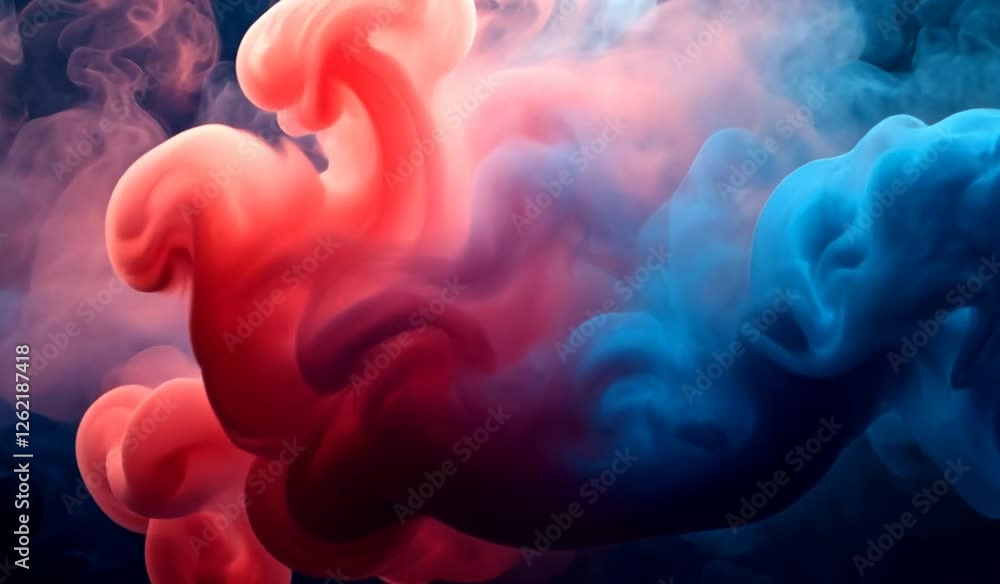 Poster colorful swirling smoke patterns in a dark background, creating a dynamic and artistic atmosphere