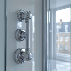 Chrome Shower Handle on Modern Glass Door
