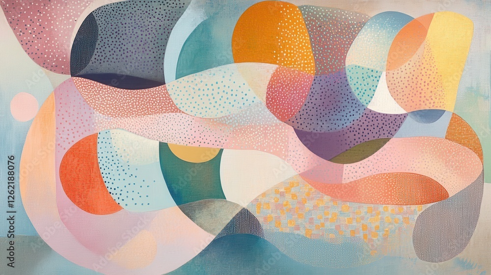 Poster Abstract Colorful Art with Soft Shapes and Textured Patterns