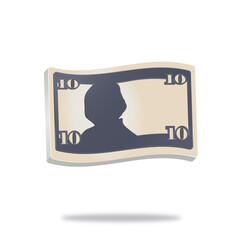 ten usa dollar, 10 usd icon