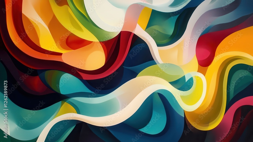 Poster abstract colorful waves with smooth flowing patterns in design