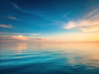 Fototapeta premium Serene Minimalist Seascape: Calm Ocean, Pale Hazy Sky, Tranquil Atmosphere Stock Photo