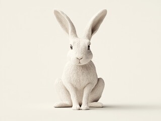 Obraz premium Minimalist white rabbit sculpture with smooth contours, blending purity, simplicity, and nature inspired elegance in a premium art design for modern decor