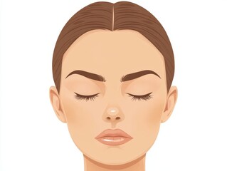 Minimalistic portrait of a serene woman with closed eyes, reflecting peace, mindfulness, and tranquility in an abstract artistic style for wellness, mental health, and self care concepts