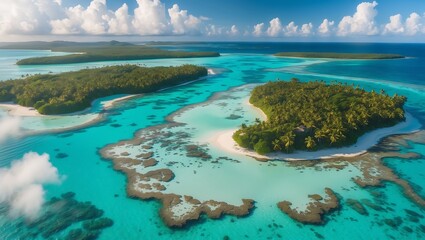 Beautiful blue ocean with a few islands in the distance