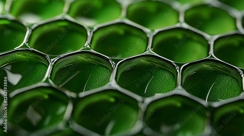 Poster Macro shot of vibrant green leaf with visible stomata pattern
