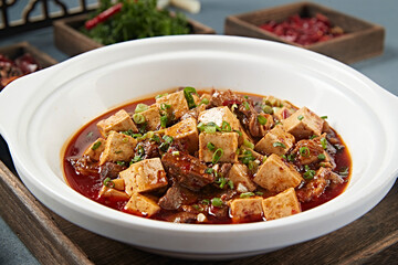 Casserole with red oil beef brisket and tofu
