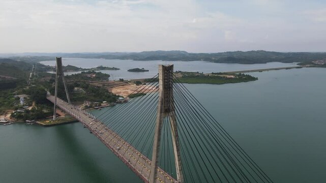 Aerial view of Barelang Bridge, a landmark and iconic bridge in Batam, Riau Islands Province, Indonesia