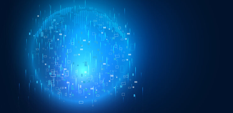 Quantum technology or hi-tech blue background vector editable