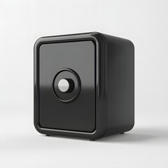 Obraz premium Modern Black Safe Against White Background