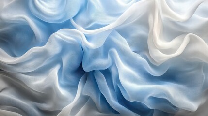Obraz premium Blue and white fabric texture, draped, studio shot, textile background, design
