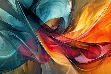 Obraz premium Abstract swirling forms, vibrant colors, textured lines.