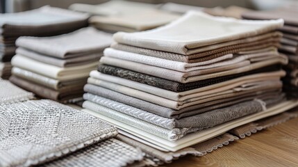 Inspiring mood board featuring fabric swatches and design materials on a rustic wooden table