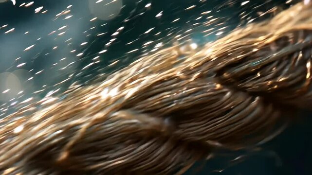 A rope with a knot in it. The rope is brown