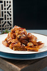 Sweet and Sour Fried Eggplant Strips