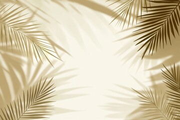 Palm leaf shadows on beige background, tropical summer design, mockup