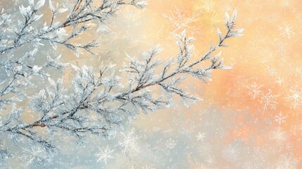 Winter Branches, Snowflakes, Frost