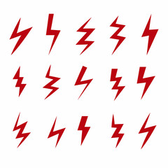 Red Power Icon Set  Silhouette 