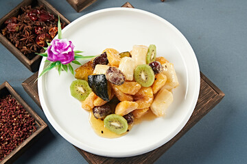 Candied Pumpkin, Sweet Potato, Banana, Yam, Candied Dates, Kiwi