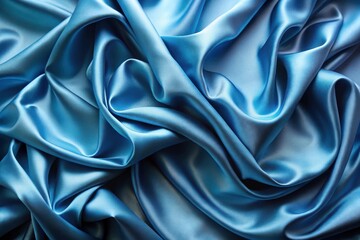 Obraz premium Abstract Draped Fabric in Serene Blue Hues, Showing Luxurious Texture and Smooth, Flowing Lines with Subtle Light Reflections