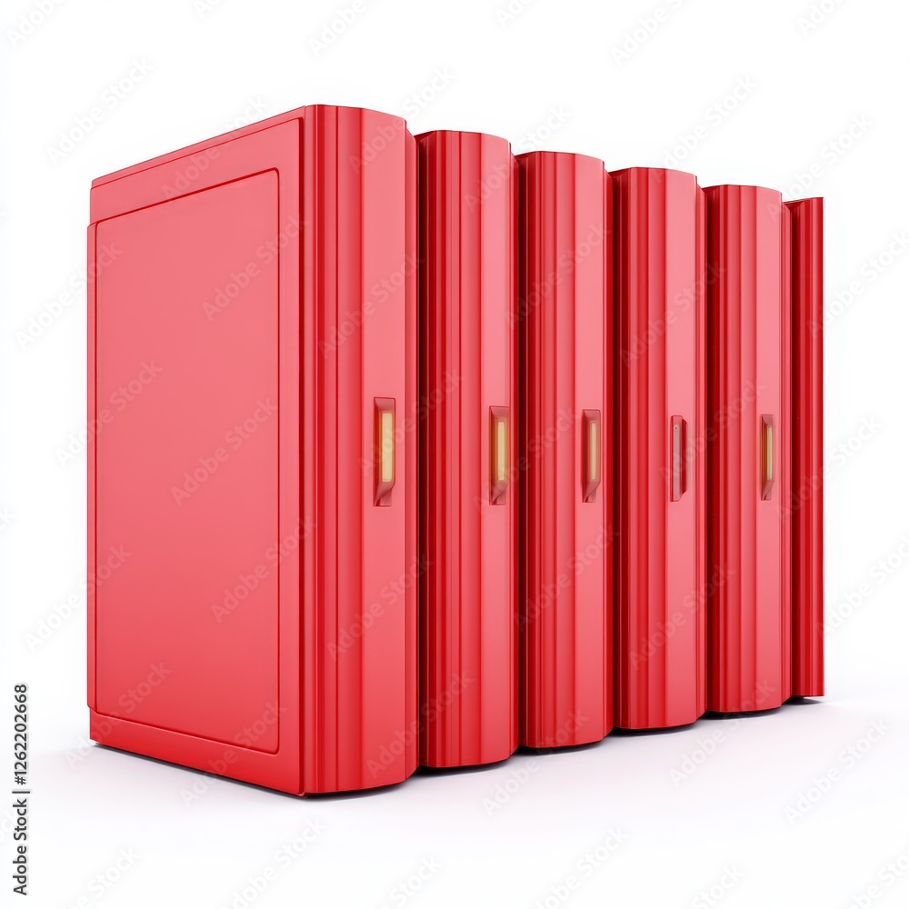 Aufkleber vibrant 3d illustration of red server racks symbolizing data storage, cloud computing, and advanced 