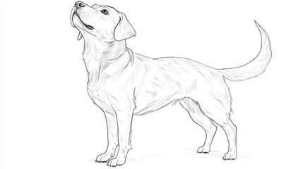 Fototapeta premium Single Labrador Retriever in Sketch Style Looking Upwards