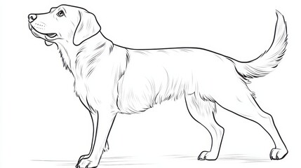 Detailed Line Art Illustration of a Labrador Retriever Dog